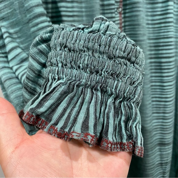 Ulla Johnson Striped Button Front Maxi Midi Shirt Dress Green Teal Size 10 - Picture 6 of 11